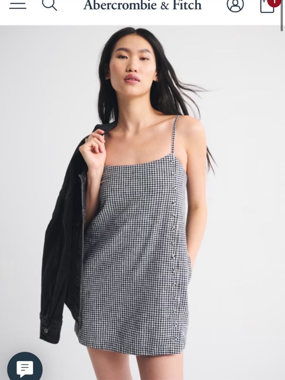 Abercrombie & Fitch Black and White Gingham Slip Dress skort
